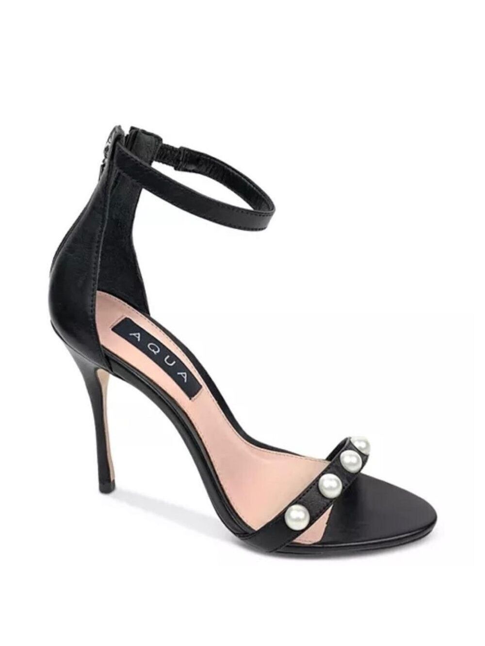 Aqua Women’s Pearl Ankle Strap High Heel Leather Sandals